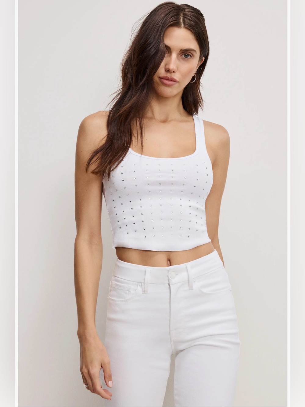 Good American Crystal Embellished Tank